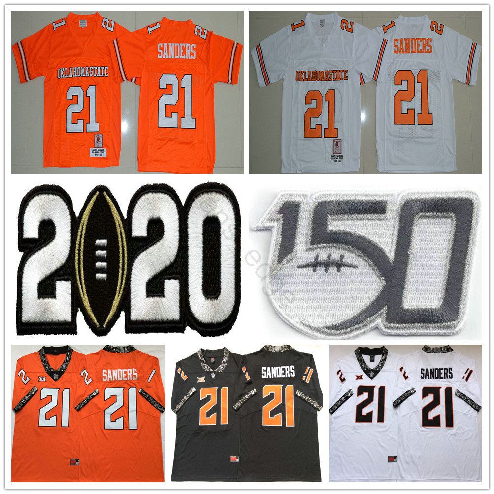 2020 NCAA 150th Oklahoma State Cowboys College 21 Barry Sanders Jerseys