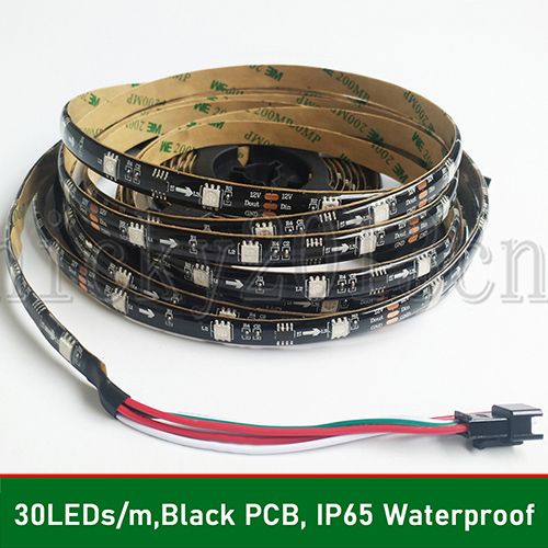 30LEDs / m, PCB preto, IP65 impermeável