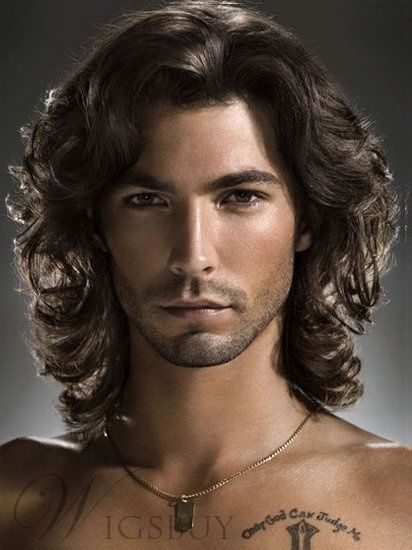 2019 Hot Men Fashion Short Brown Wavy Curly Hair Handsome Male