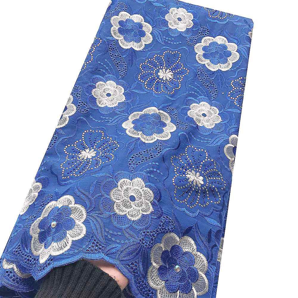 blue cotton lace fabric