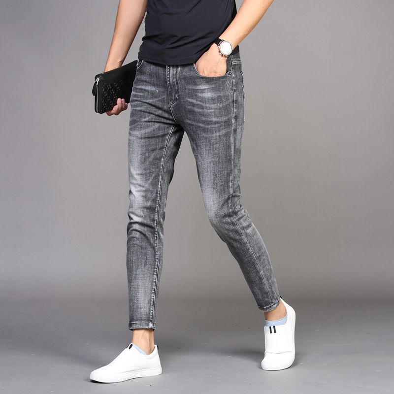 Acquistare Jeans Maschili Uomo Estate Sottile Caviglia Lunghezza Pantaloni  Slim Fit Moda Uomo Casuale Grigio Grigio Stretch Jean Economico | Consegna  Veloce E Qualità | DHgate Italy