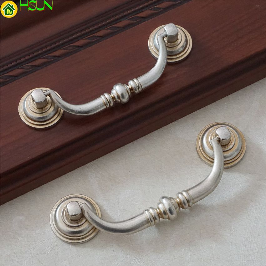 2020 3 75 4 25 Retro Drop Pull Anituqe Silver Drawer Handles Bail