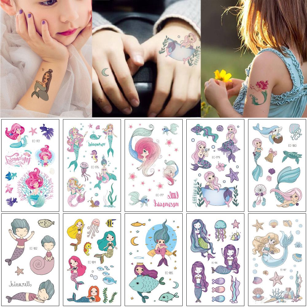 Little Blue Sea Mermaid Tattoo Sticker Cute Cartoon Child Fish Beauty Girls Design Kid Waterproof Temporary Body Art Tattoo New Holiday Gift Little Blue Sea Mermaid Tattoo Sticker Cute Cartoon Child Fish Beauty Girls Design Kid Waterproof Temporary Body Art Tattoo New Holiday Gift