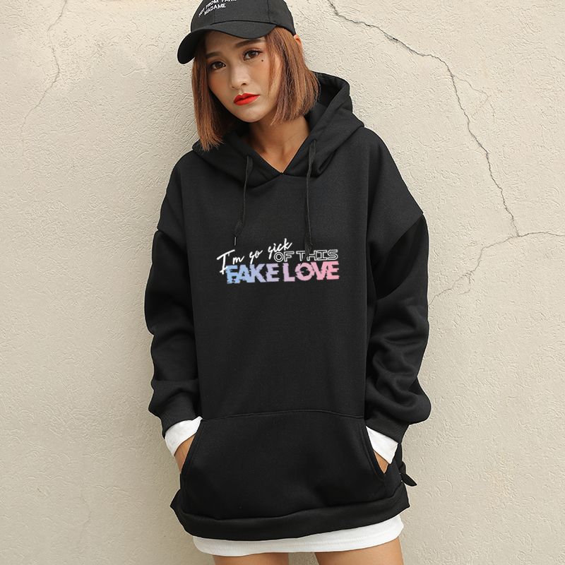 Compra Kpop Soy Así De Este Falso Amor Sudaderas Con Capucha Floja  Ocasional Paño Grueso Y Suave Del Color Del Encanto Del Remiendo De Las  Mujeres Coreanas Ropa Moletom Barato | Entrega