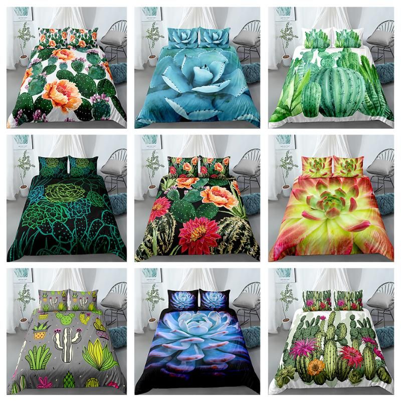 Bedding Sets Cactus Succulent Set Plant Leaves And Flower Duvet Cover Pillowcase 3d Printed Home Textile From Gor2don 45 83 Dhgate Com