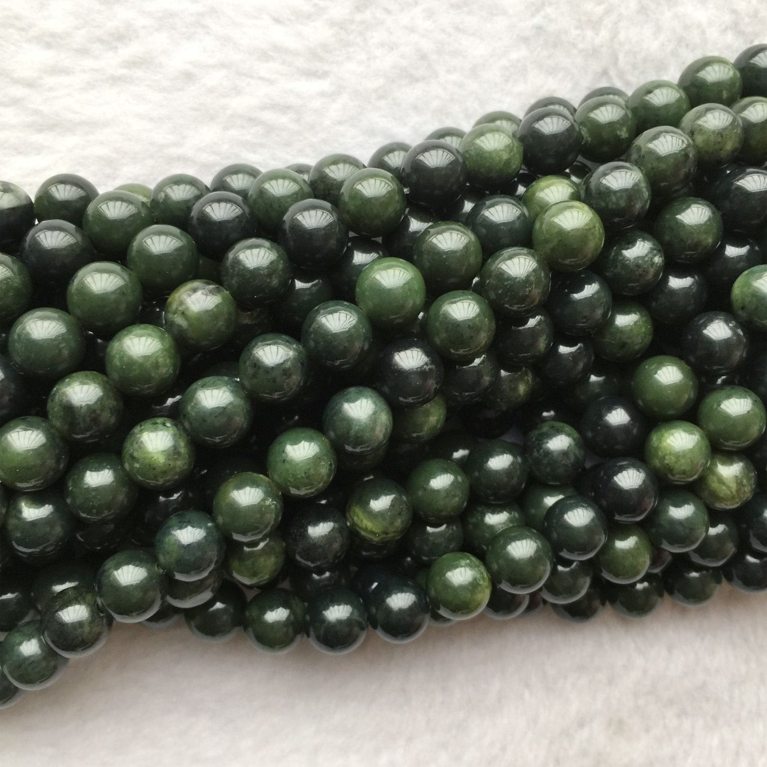 Collar De Pulsera De Bola De Piedra Verde Oscuro De Jade De 