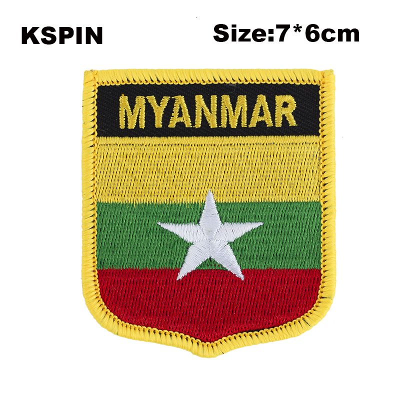 Myanmar Shield Shape Flag patches embroidered flag patches national flag patches for Cothing DIY Decoration PT0129-S