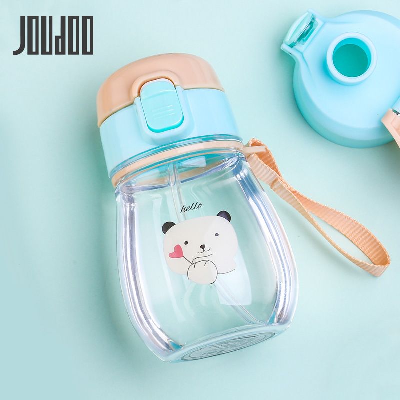 JOUDOO 350ml Kids Water Bottle With Straw Rope Portable Bottles For Children BPA Free Plastic ...