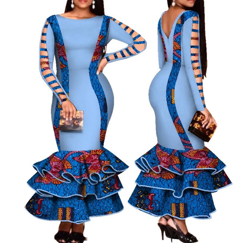 long sleeve mermaid maxi dress
