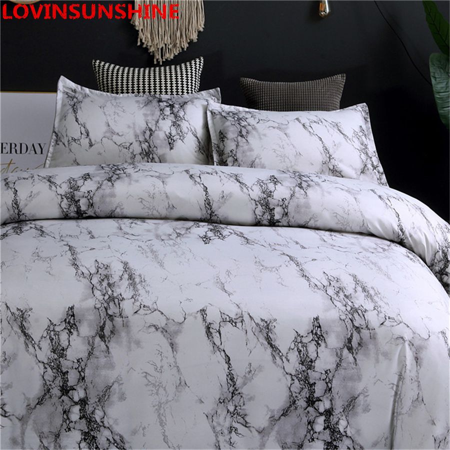 Marble Bedding Set Purple White Black Coffee Blue Duvet Cover Twin