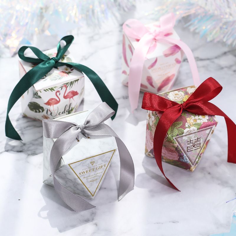 Flamingo Diamond Shape Candy Box Wedding Favors For Guests Gifts