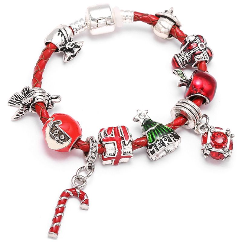 Boosbiy pulsera de cuero rojo Seld Dangle Charms Pandora pulsera para mujeres regalo