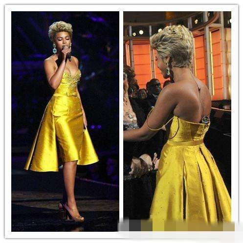 bright yellow cocktail dress