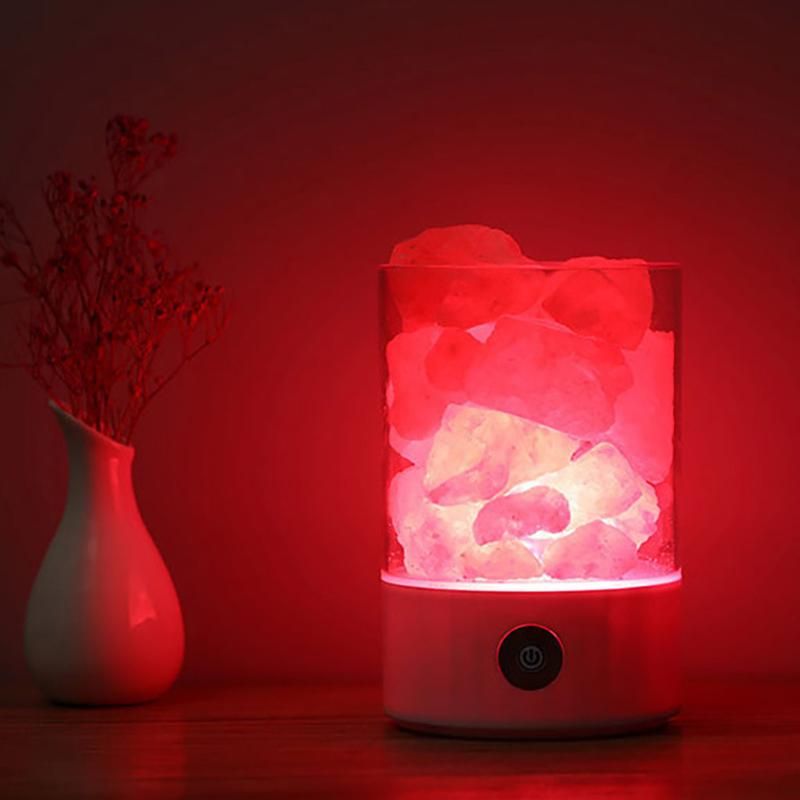 compre calidas luces de lava led himalayan crystal salt light purificador de aire lampara colorida para dormir inteligente carga usb dormitorio
