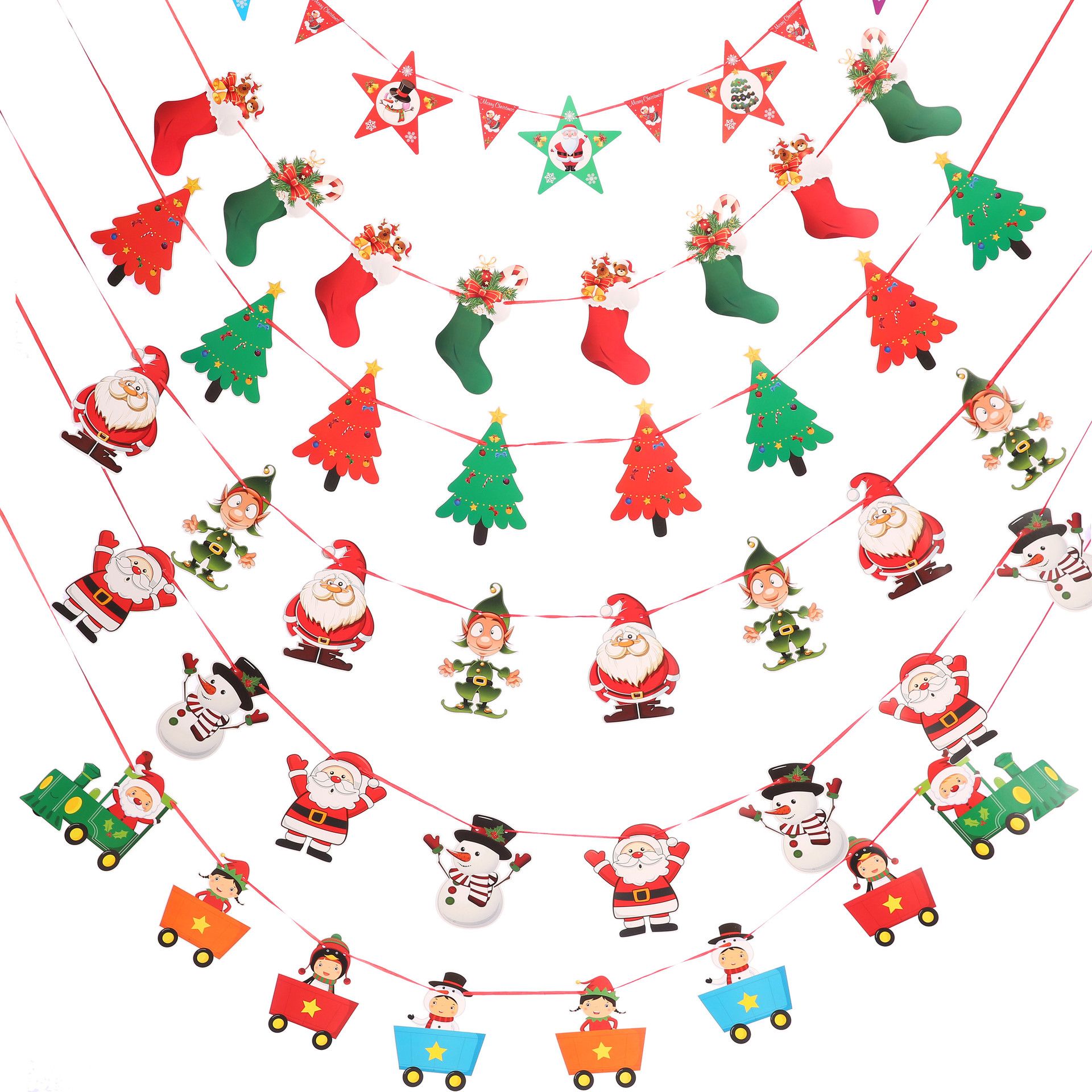 Merry Christmas Fabric Floral Bunting Banner 2019 Decorations Elk