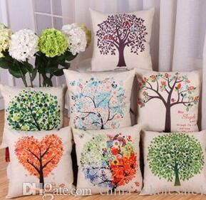 Wholesale Season Life Tree Decorative Pillow Case Cover Cotton