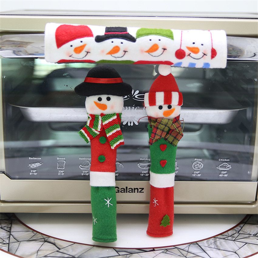 Christmas Refrigerator Door Handle Covers Microwave Oven