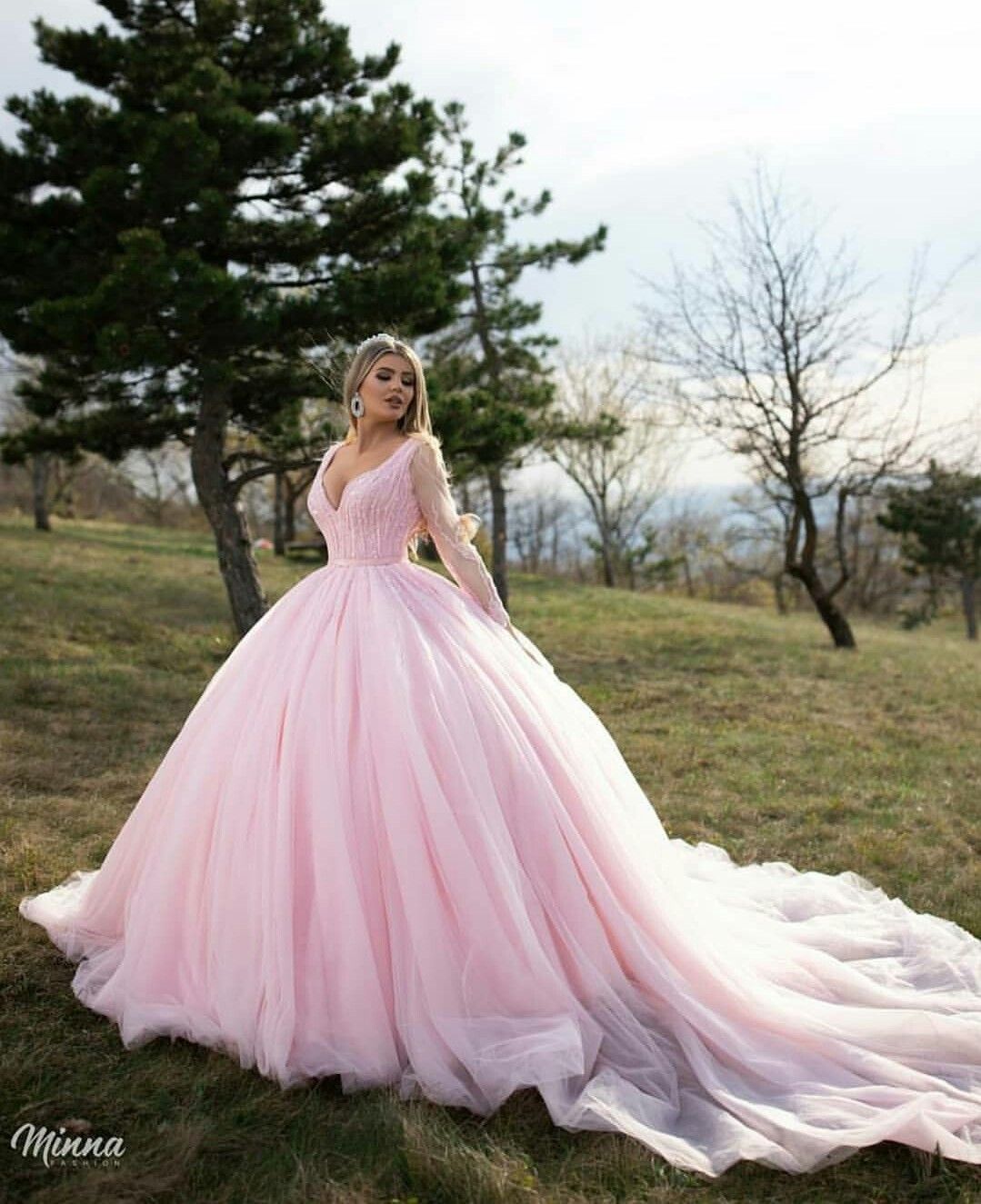 pink lace ball gown