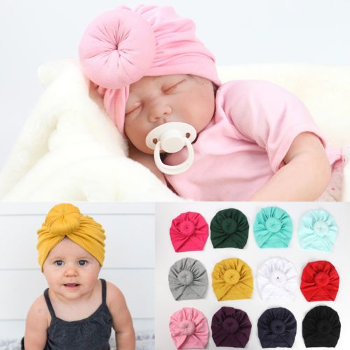 Sombrero con nudo para bebé,gorro de algodón de Color cara Sombrero con nudo para bebé,gorro de algodón de Color cara