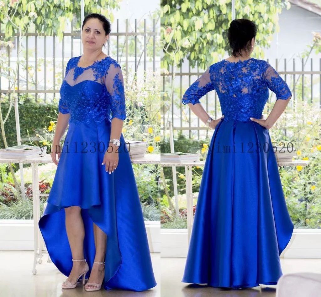 high low royal blue bridesmaid dresses