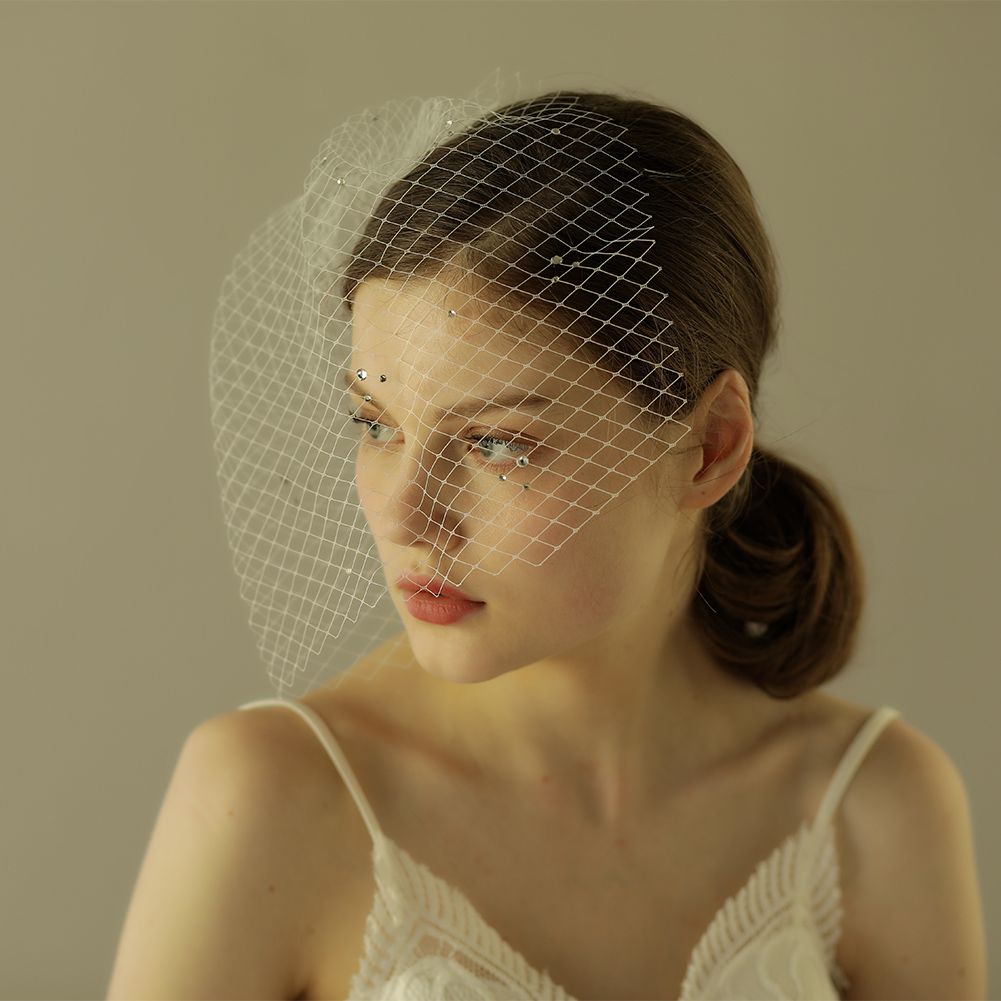 Vintage Birdcage Wedding Veils Blusher Wedding Hair Pieces Beads
