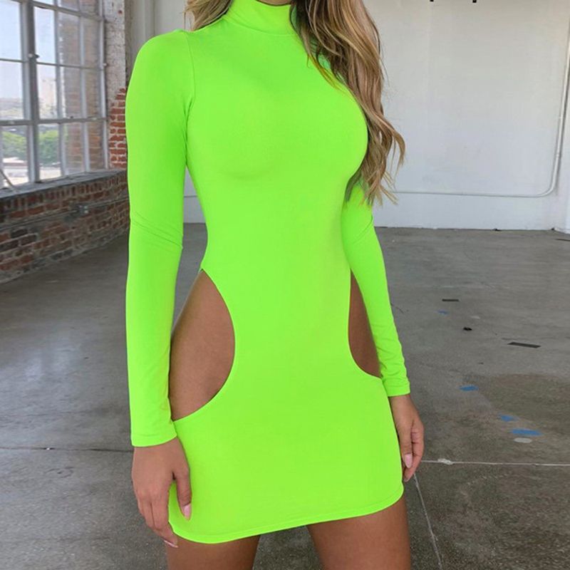 long sleeve neon dress