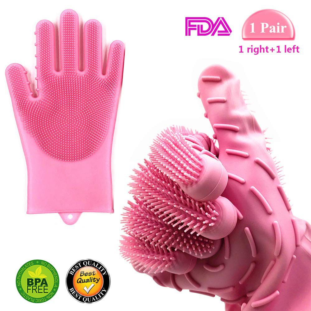 pink dish gloves