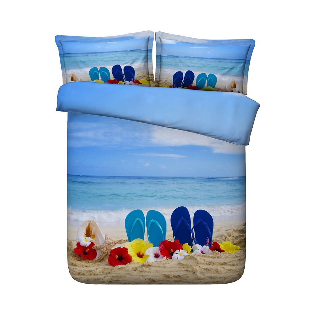 Floral Ocean Bedding Beach Duvet Cover Bedding Set With Pillow