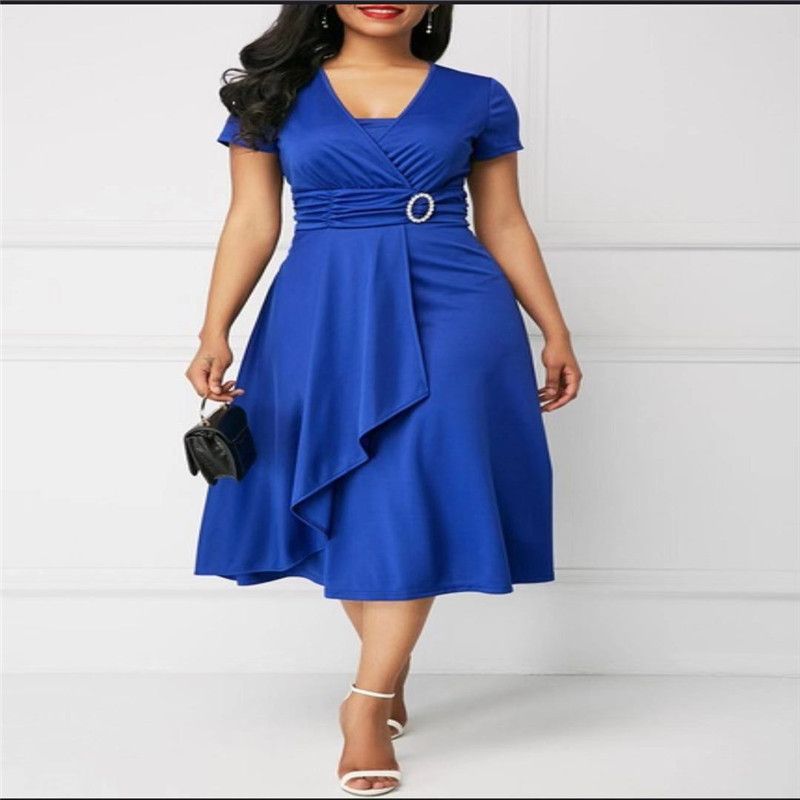Compra Vestidos De Talla Grande Para Mujer 5xl 4xl 3xl 2xl Xl Moda Bodycon  Vestido Con Cuello En V, Elegante, Vestido De Mujer, Vino Negro Azul Rojo  Oscuro Verde Barato | Entrega