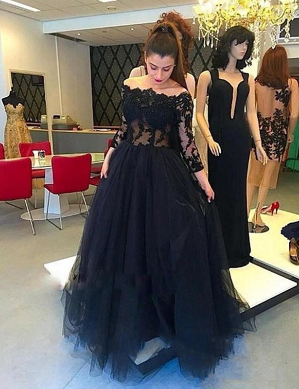 2019 Evening Dresses New Charming Long Black Prom Dresses Long