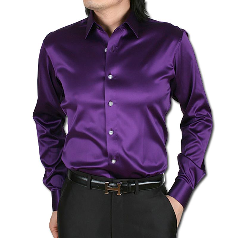 camisa masculina de seda pura