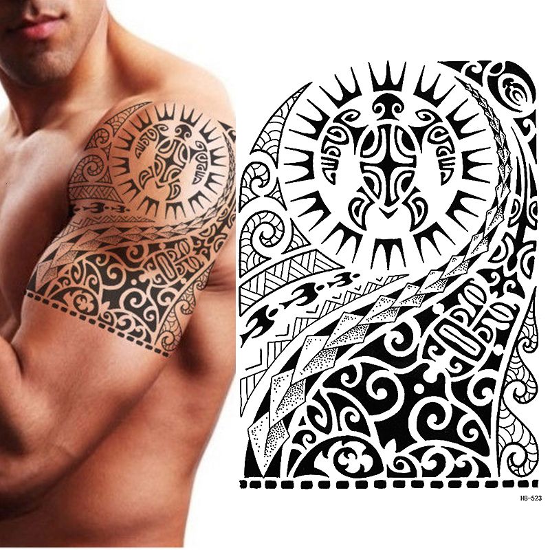 Acheter Tribal Tattoo Temporaire Maori Tortue Polynésien Noir Mens Womens D19011202 De 611 Du Yizhan06 Dhgatecom