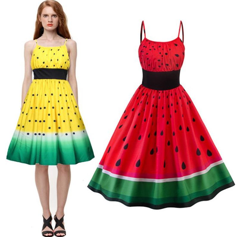 Sexy Womens Spaghetti Strap Dress Designer Watermelon Polka Dot
