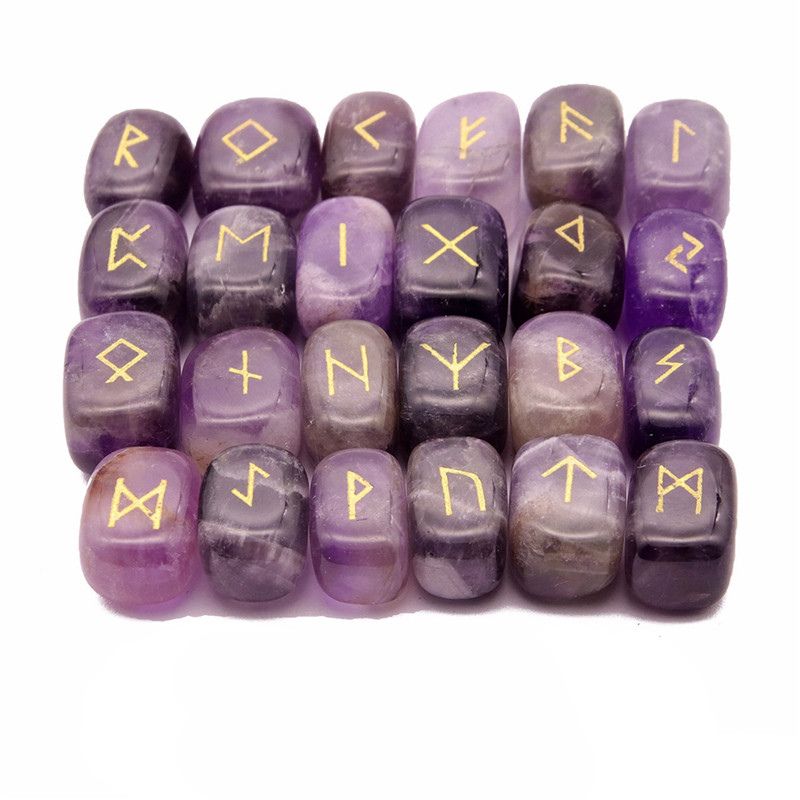 2020 Runes Stone Natural Glass Crystal Stone Reiki Healing Crystals