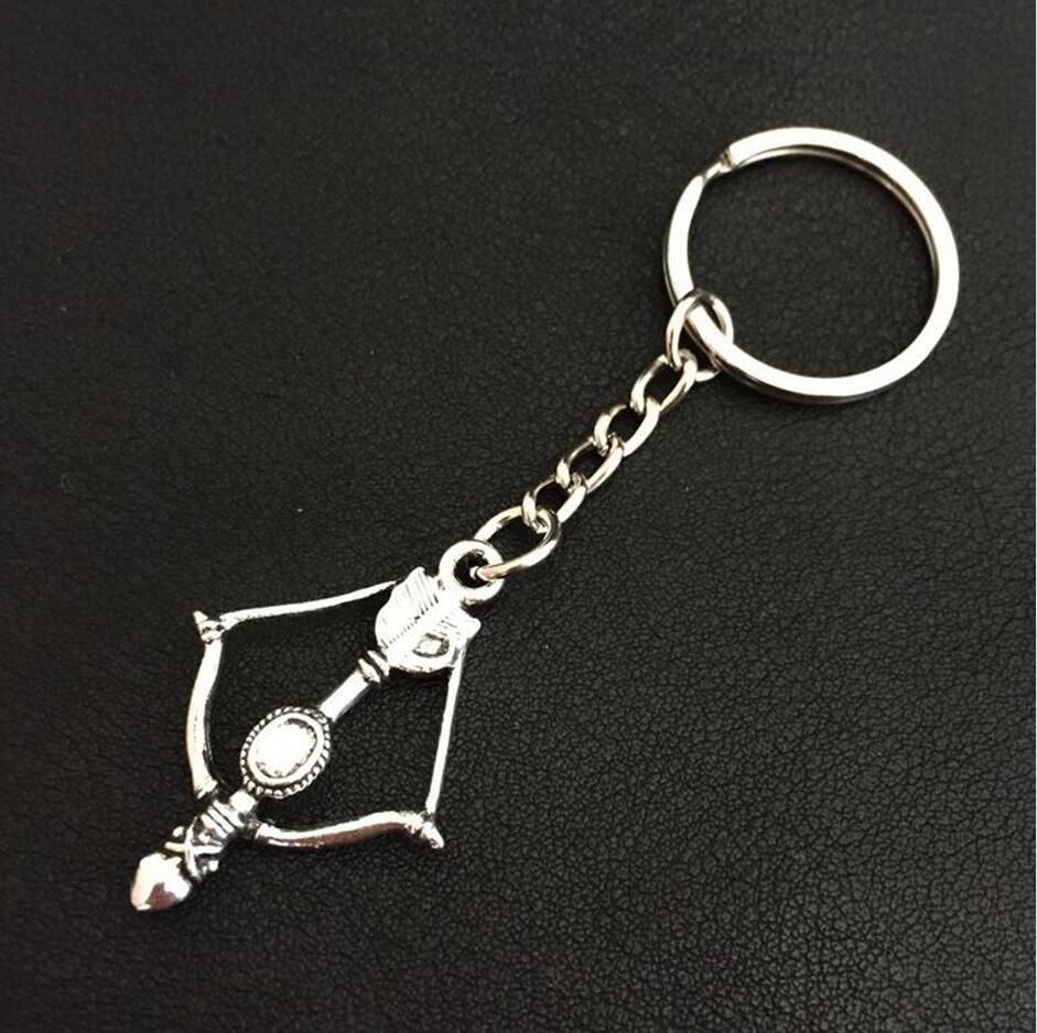 2020 Trendy Design Vintage Silver Plated Archer Crossbow Key Chain Ring