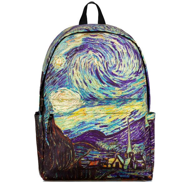 The Starry Night Backpack Vincent Van Gogh Day Pack School Bag Paint ...