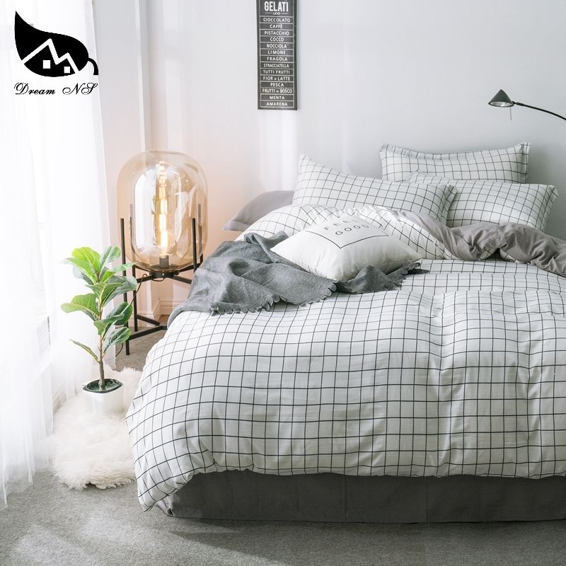 Dream NS Black And White Plaid Bedding Set For Nordic Simple Cover
