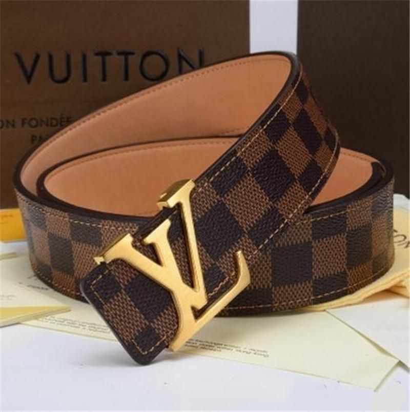 Caliente LOUIS VUITTON Nuevas Cinturones diseñadores de moda para hombre Auténtico Cuero Cinturón de Oro