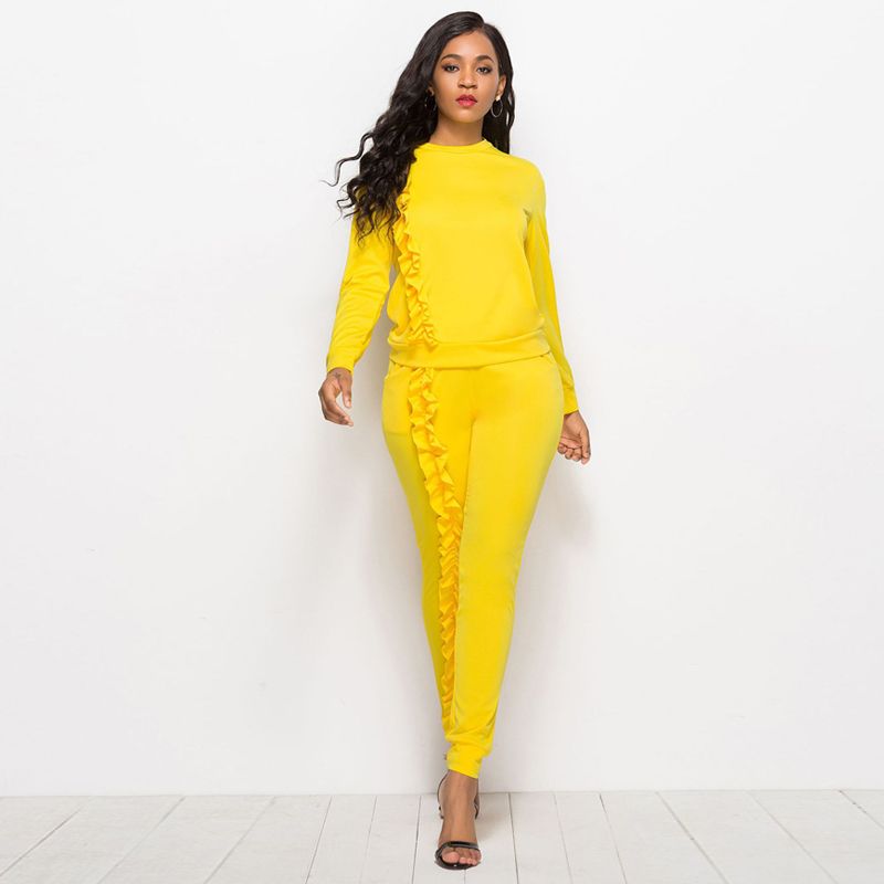 yellow velvet tracksuit