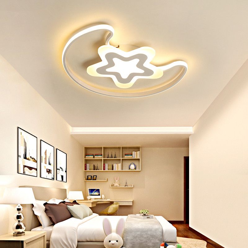 compre habitacion nino y nina de la lampara de techo cuarto de ninos llevado lamparas creativo estrellas luna luminaria led a 72 81 del hu511600