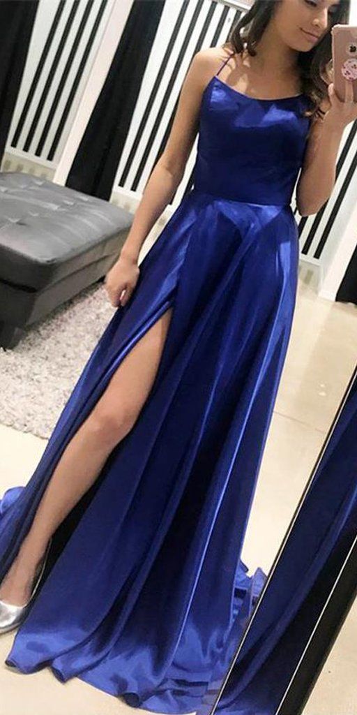 Acquistare Semplici Abiti Da Sera Lunghi Blu Royal 2019 New Split Side  Floor Lunghezza Senza Spalline Abito Da Ballo Formale Abiti Da Ballo Su  Misura Economico | Consegna Veloce E Qualità | DHgate Italy