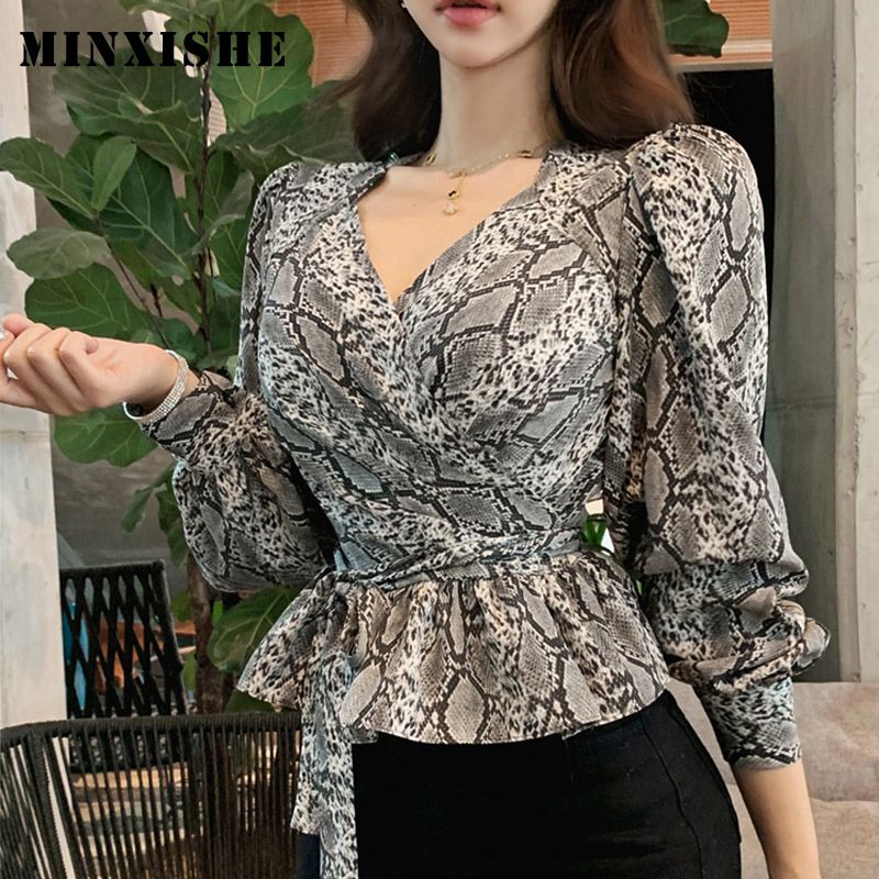 Camisas Mujer New Cow Print Manga Larga Cuello O Suelto S 13 Camisas Mujer New Cow Print Manga Larga Cuello O Suelto S 13