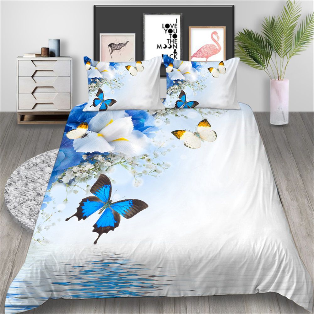 King Size Bedding Set 3d Printed Butterfly Simple Duvet Cover