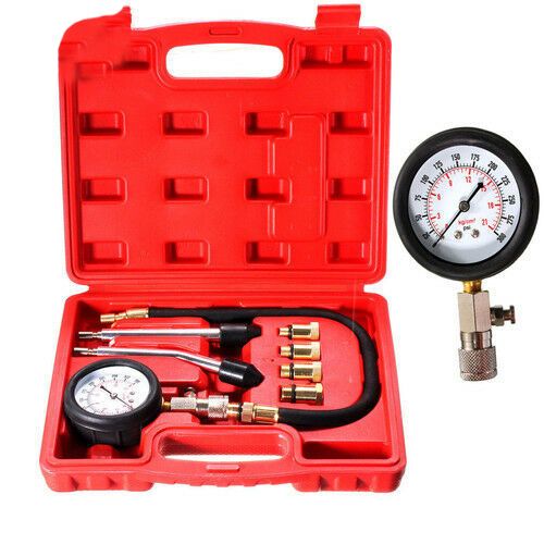 Compression Tester Pressure Gauge Tester Kit Motor Auto Petrol Gas Engine Cylinder Car Motorcycle Pressure Gauge With Adapter Automotive Diagnostics