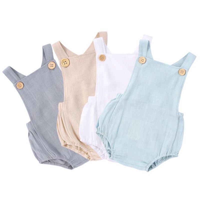 2020 Baby Girl Clothes Cotton Linen Infant Girls Romper Suspender