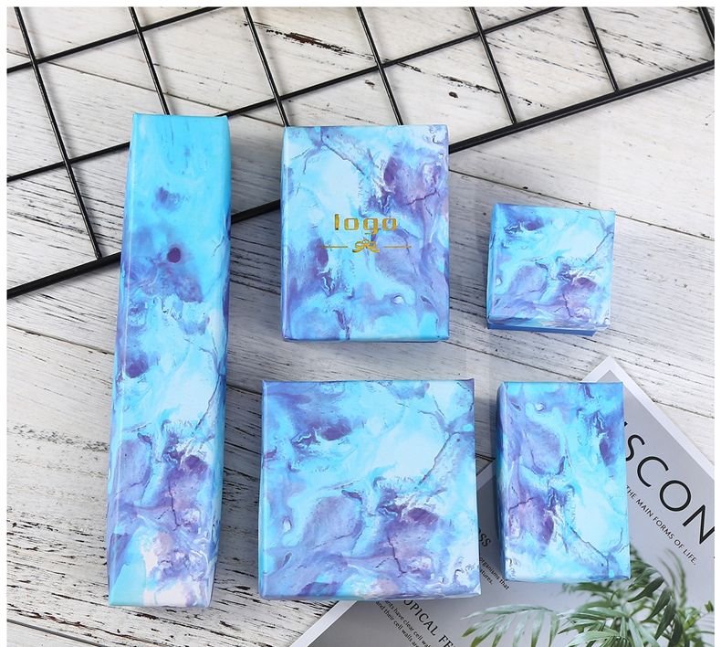 DDisplayCreative Marble Blue Jewelry Gift Box Glamour Ring Boxes