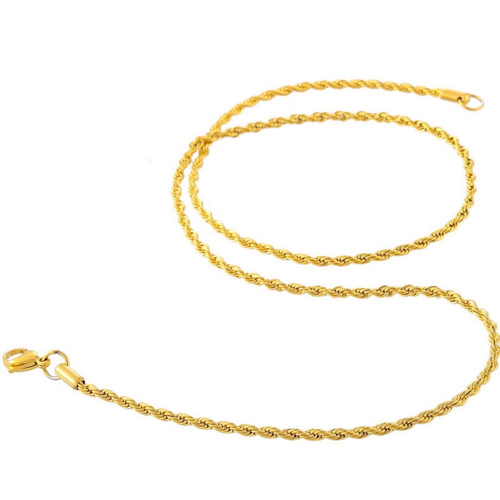 2mm Thin Rope Chain 18k Yellow Gold 