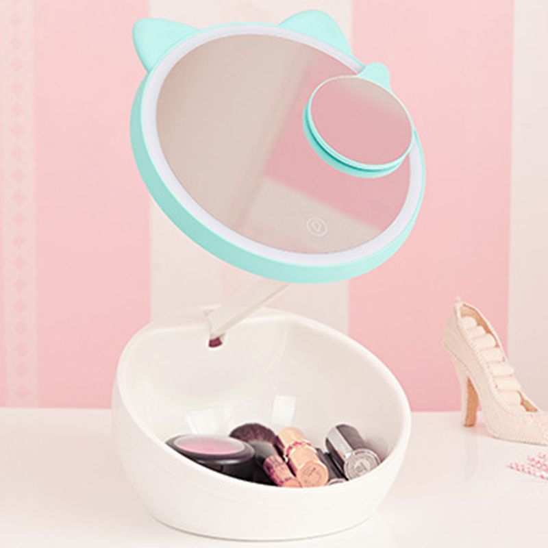 Купить Оптом Foldable Mirror Led 10x Magnifying Mirrors Tri Fold Desktop Make Up Tool Storage Box Отjinzhong В Категории Компактные