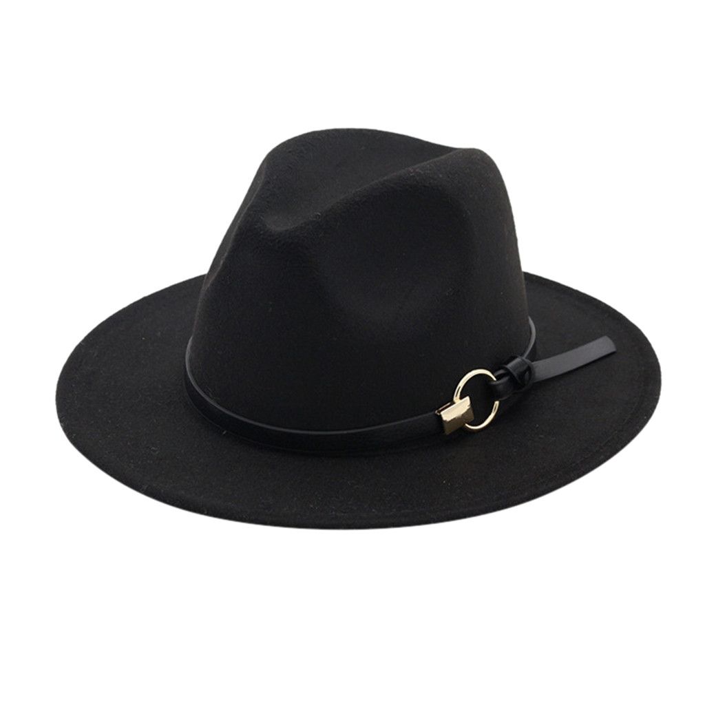 Black Gray Striped Trilby Hat for Men Vintage Wool Felt Hats Autumn Winter Wide Brim Gentleman Jazz Caps