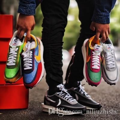 6sacai X Lvd Waffle Daybreak Runner Trainers Black White Blue Red